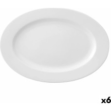 Flat plate Ariane Prime Oval Ceramic White (32 x 25 cm) (6 Units)