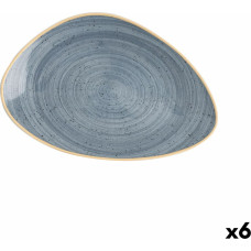 Flat Plate Ariane Terra Triangular Blue Ceramic Ø 29 cm (6 Units)