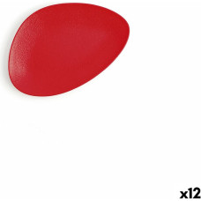 Flat plate Ariane Antracita Triangular Ceramic Red (Ø 21 cm) (12 Units)