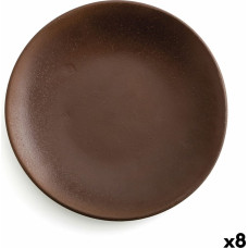 Flat Plate Anaflor Barro Anaflor Brown Ceramic Baked clay Ø 29 cm (8 Units)