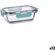 Hermetic Lunch Box Quid Purity Rectangular 370 ml Transparent Glass (12 Units)