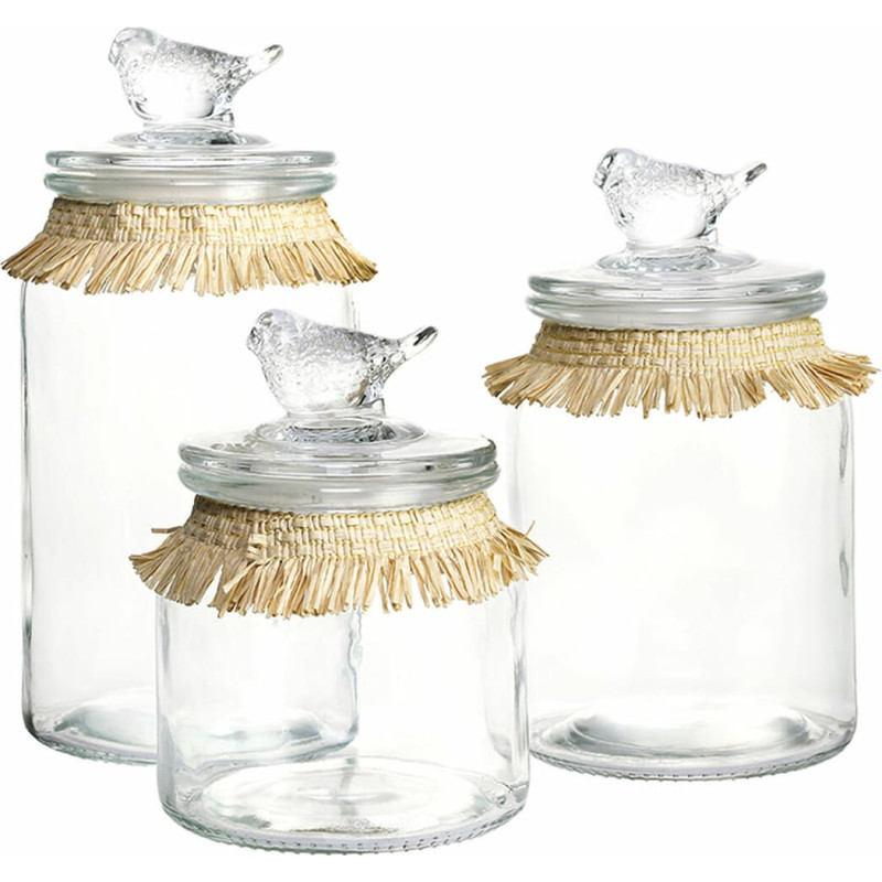 3 Tubs DKD Home Decor 11 x 11 x 22 cm Crystal Natural Transparent