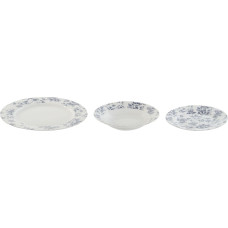 Pusdienas Aprīkojuma Komplekts Home ESPRIT Zils Porcelāns Ziedu 18 Daudzums 27 x 27 x 2 cm