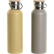 Thermal Bottle Home ESPRIT Beige Grey 500 ml (2 Units)