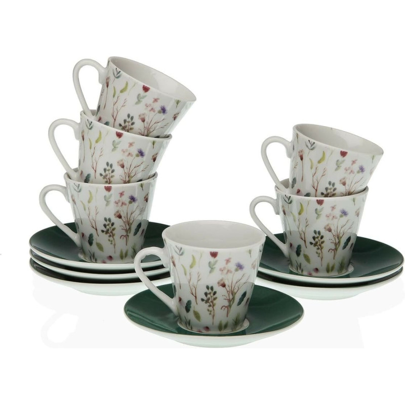 Set of Mugs with Saucers Versa Sansa Porcelain 5,8 x 6 x 5,8 cm Coffee (12 Pieces)