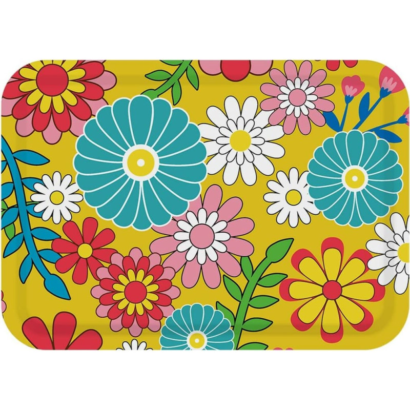 Tray Versa Yellow Polyethylene RPET 27 x 2,2 x 38 cm Flowers