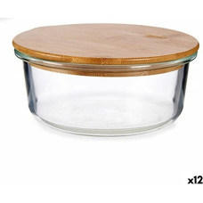 Round Lunch Box with Lid Bamboo 15 x 6,5 x 15 cm (12 Units)