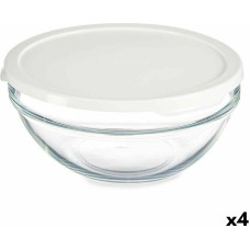 Round Lunch Box with Lid Chefs White 1,7 L 21 x 9 x 21 cm (4 Units)