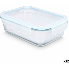 Lunch box Transparent Silicone Borosilicate Glass 1,5 L 24,5 x 7,6 x 19 cm (12 Units)