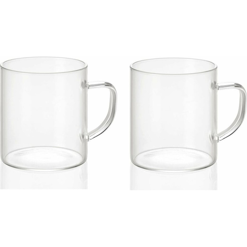 2 Piece Mug Set Andrea House ms19209 Transparent Glass 300 ml 2 x 300 ml Ø 7,5 x 8,5 cm