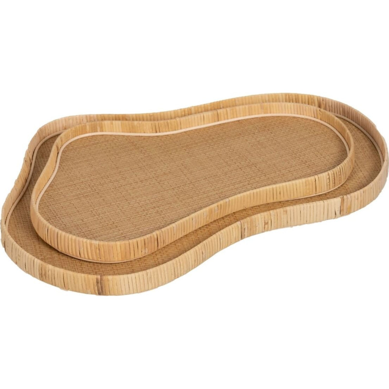 Tray Natural Rattan 57,5 x 38,5 x 4 cm (2 Units)