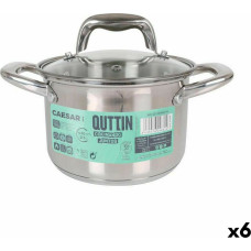 Pot with Glass Lid Quttin Caesar Steel ø 16 x 11,5 cm (6 Units)