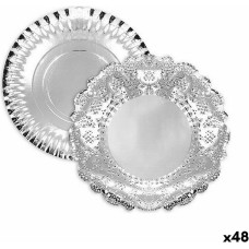 Snack tray Algon Silver Circular 23 x 23 x 1,5 cm (48 Units)