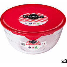 Apaļa Pusdienu Kastīte ar Vāku Ô Cuisine Prep&store Ocu Sarkans 2 L 22 x 22 x 11 cm Stikls (3 gb.)