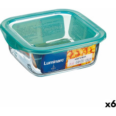 Square Lunch Box with Lid Luminarc Keep'n Lagon 10 x 5,4 cm Turquoise 380 ml Bicoloured Glass (6 Units)