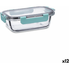 Hermetic Lunch Box Quid Purity Rectangular 630 ml Transparent Glass (12 Units)