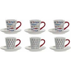 Piece Coffee Cup Set DKD Home Decor Metal Multicolour Stoneware 130 ml