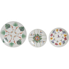 Pusdienas Aprīkojuma Komplekts DKD Home Decor Balts Daudzkrāsains Porcelāns Tropiskais 18 Daudzums