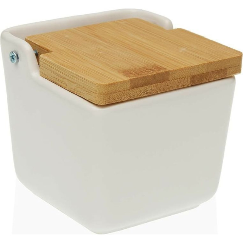 Salt Shaker with Lid Versa White Dolomite (9 x 8 x 9 cm)