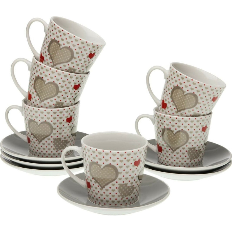 Set of Mugs with Saucers Versa Sweet Porcelain 9 x 14 x 14 cm 10,5 x 8 x 6 cm 14 x 14 x 2 cm