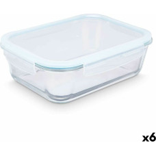 Lunch box Transparent Silicone Borosilicate Glass 2,8 L 29,5 x 9 x 22,8 cm (6 Units)