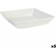 Salad Bowl La Mediterránea Elite White Ceramic 21 x 21 x 4,5 cm (6 Units) (21 x 21 x 4,5 cm)