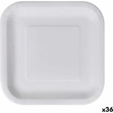 Plate set Algon Disposable White Cardboard Squared 26 cm (36 Units)