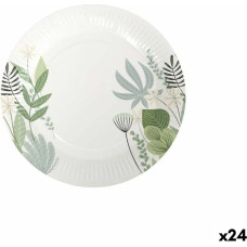 Plate set Algon Disposable Cardboard Floral 8 Pieces 23 cm (24 Units)