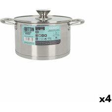 Pot with Glass Lid Quttin Hermes Steel 3 L (4 Units)