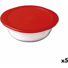 Apaļa Pusdienu Kastīte ar Vāku Ô Cuisine Cook & Store 21 x 21 x 7 cm Sarkans 1,1 L Silikona Stikls (5 gb.)