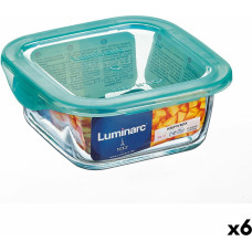 Square Lunch Box with Lid Luminarc Keep'n Lagon 15,6 x 6,6 cm Turquoise 1,22 L Glass (6 Units)