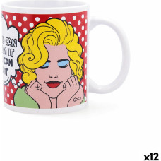 Cup Quid Pin Up Comics Multicolour Ceramic 330 ml (12 Units)