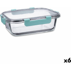 Hermetic Lunch Box Quid Purity Rectangular 1,04 L Transparent Glass (6 Units)