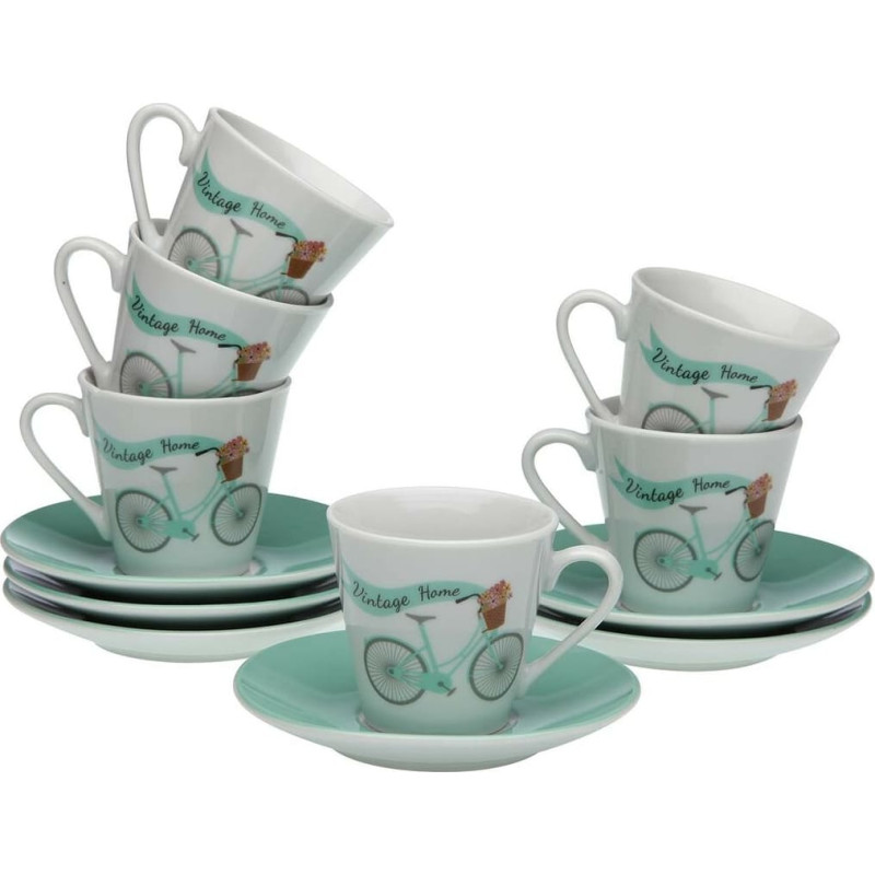 Piece Coffee Cup Set Versa Bicycle 6 Units Porcelain