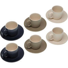 Set of 6 teacups with plates Versa Tashi Stoneware 8,3 x 7,8 x 8,3 cm