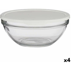 Round Lunch Box with Lid Chefs White 2,5 L 23,7 x 10,1 x 23,7 cm (4 Units)