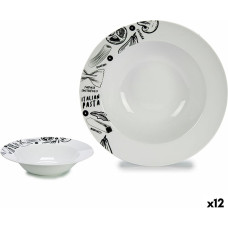 Pasta Dish White Black Porcelain 30 x 7,5 x 30 cm (12 Units)