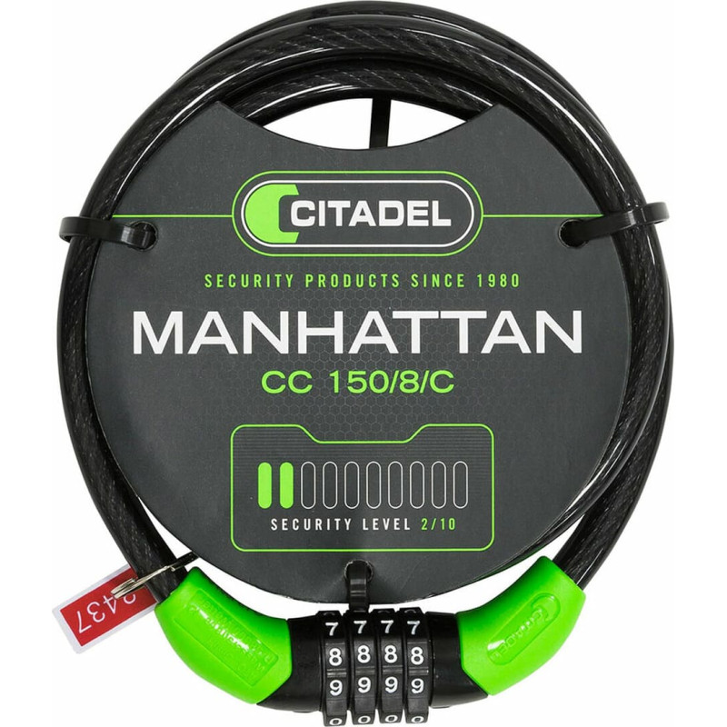 Cable with padlock Citadel Manhattan cc 150/8/c Combination Black 150 cm