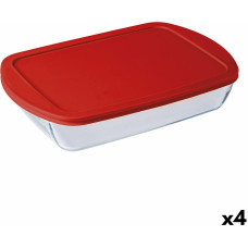 Rectangular Lunchbox with Lid Ô Cuisine Cook&store Ocu Transparent Glass Silicone 4,5 L (4 Units)