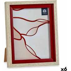 Photo frame 18,8 x 2 x 24 cm Crystal Red Wood Brown Plastic (6 Units)