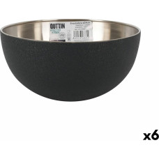 Salad Bowl Quttin   Black Silver Steel 24 x 12 cm (6 Units)