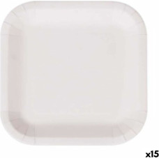 Plate set Algon Disposable White Cardboard Squared 26 cm (15 Units)