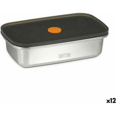 Hermetic Lunch Box Quttin   Stainless steel Rectangular 600 ml (12 Units)