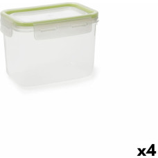 Hermetic Lunch Box Quid Greenery Transparent Plastic Rectangular 1,05 L (4 Units)