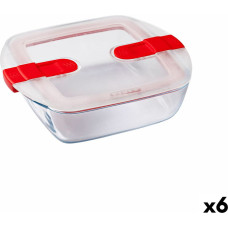 Hermetic Lunch Box Pyrex Cook&heat 1 L 20 x 17 x 6 cm Red Glass (6 Units)