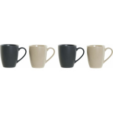 Set of Mugs DKD Home Decor Beige Dark grey Rubber wood Stoneware 300 ml 19 x 13 x 31 cm (4 Pieces)