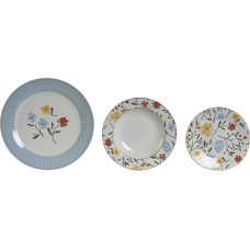 Māla trauki DKD Home Decor Zils Balts Porcelāns Ziedu 18 Daudzums 27 x 27 x 3 cm