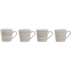 Piece Coffee Cup Set Home ESPRIT White Beige Stoneware 180 ml 4 Pieces