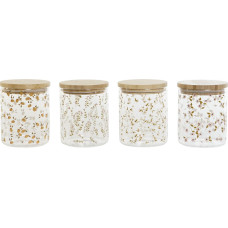 Tin DKD Home Decor Bamboo Borosilicate Glass Shabby Chic 700 ml 10 x 10 x 12,5 cm (4 Units)