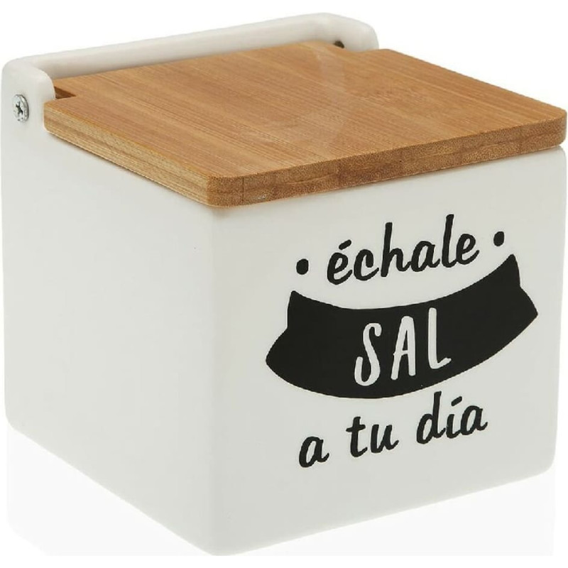 Salt Shaker with Lid Versa Ceramic Bamboo (10,5 x 11 x 11 cm)